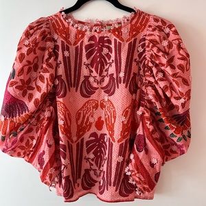 Farm Rio Ainika Macaw print Blouse. Brand new - size S
